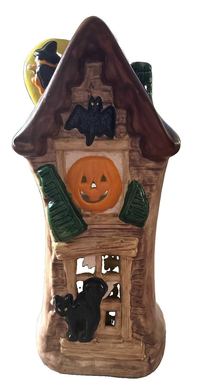 Yozie Mold HALLOWEEN HAUNTED HOUSE Ceramic VINTAGE Black Cat Bat Witch